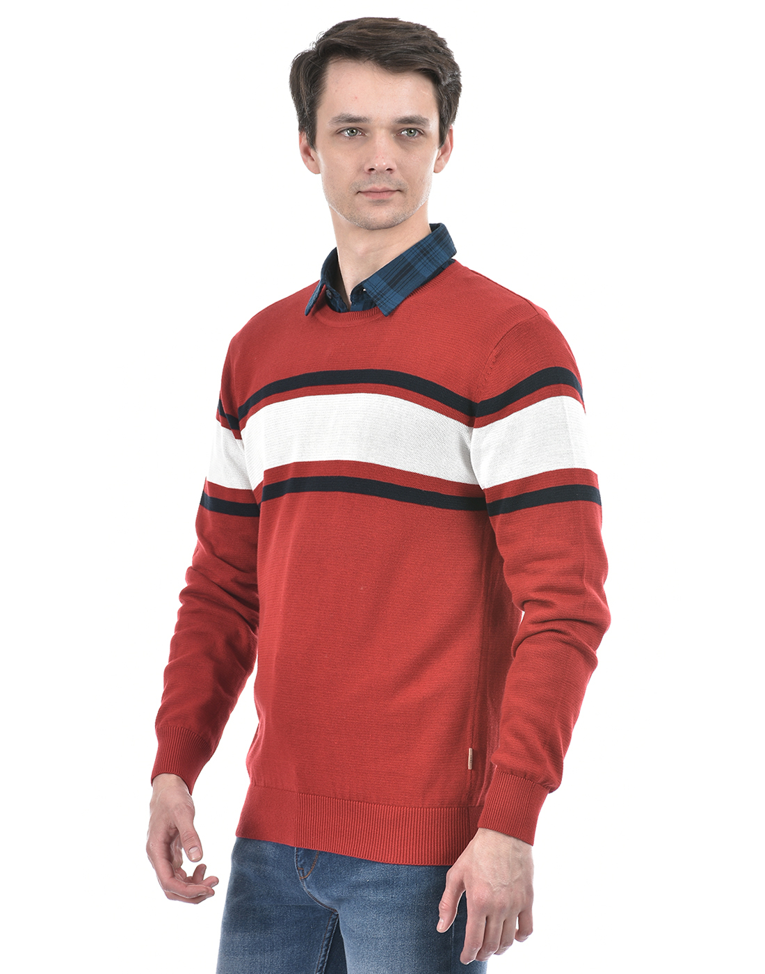 Numero Uno Men Striped Red Sweater